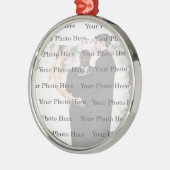 Foto Custom Round Silver Wedding Ornament Aus Metall (Links)