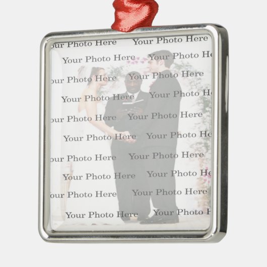 Foto Custom Square Silver Wedding Ornament (Links)
