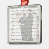 Foto Custom Square Silver Wedding Ornament Aus Metall (Links)