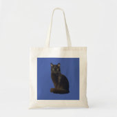 Foto Cutout Black Cat Staring Sie beim Blauen beob Tragetasche (Vorne)