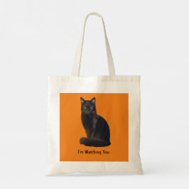 Foto Cutout Black Cat Staring Sie Orange beobachte Tragetasche