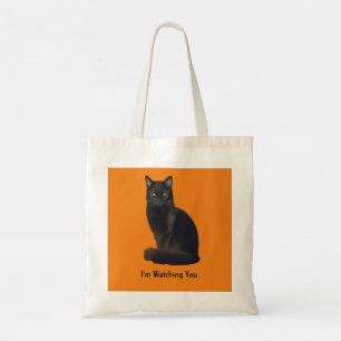 Foto Cutout Black Cat Staring Sie Orange beobachte Tragetasche