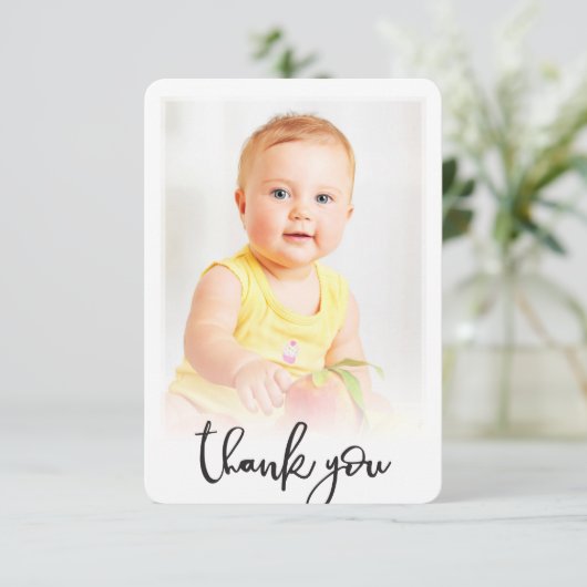 FOTO DANK IHNEN lässiger handgeschriebener Skriptt Dankeskarte (Stehend Vorderseite)