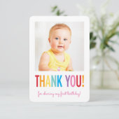 FOTO DANK IHNEN moderne, bunt leuchtende Art Dankeskarte (Stehend Vorderseite)