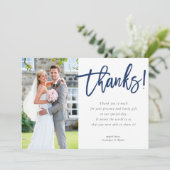 FOTO DANK IHNEN moderne Drehbuchschiff Dankeskarte (Stehend Vorderseite)