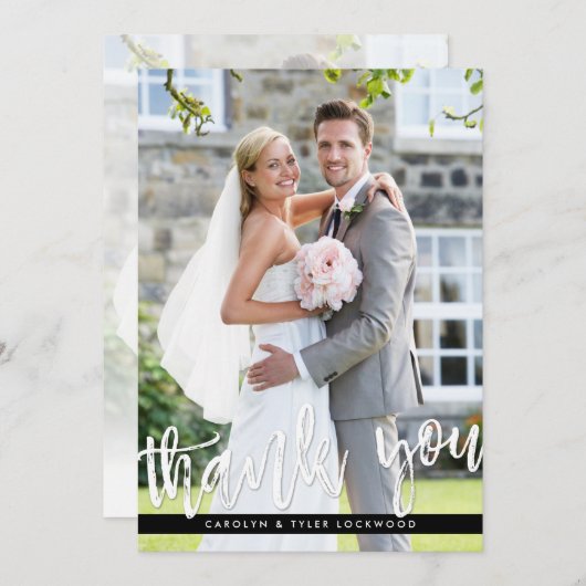 FOTO DANK IHNEN moderne handgeschriebene Schrift w Dankeskarte (Vorne/Hinten)