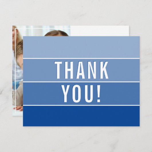 FOTO DANK IHNEN moderne ombre königsblau Dankeskarte (Vorne/Hinten)