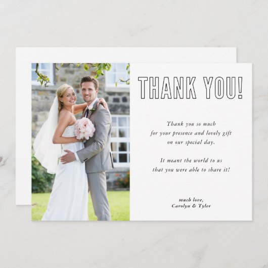 FOTO DANK IHNEN modernes Paar urbanen Schriftart Dankeskarte (Vorne/Hinten)