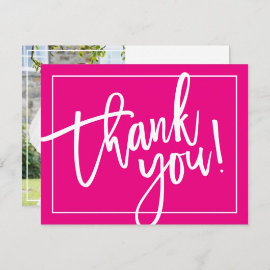 FOTO DANK IHNEN Mühselige, moderne Pinselschrift p Dankeskarte (Vorne/Hinten)