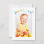 FOTO DANK IHNEN niedliche, farbenfrohe Regenbogens Dankeskarte (Vorderseite)