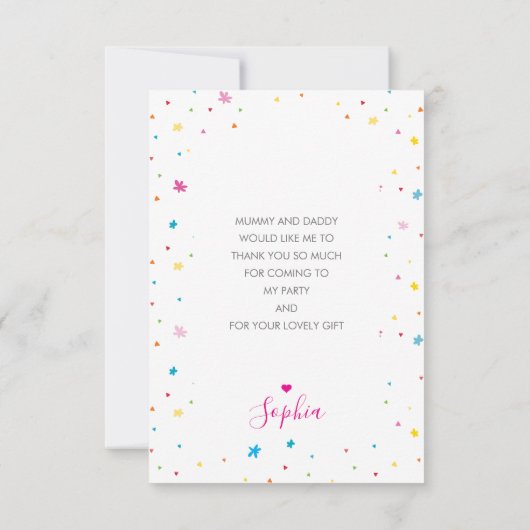 FOTO DANK IHNEN niedliche, farbenfrohe Regenbogens Dankeskarte (Rückseite)