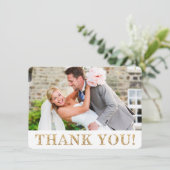 FOTO DANK IHNEN niedliche Glitzer-Text Hochzeit Dankeskarte (Stehend Vorderseite)