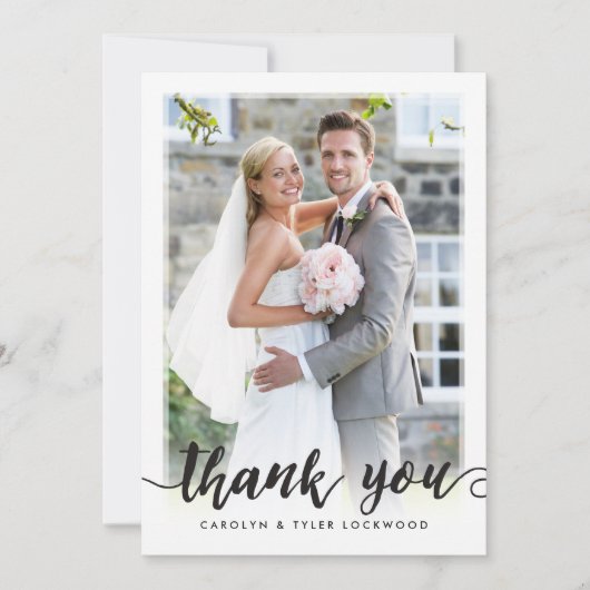 FOTO DANK IHNEN niedliche handgeschriebene Schrift Dankeskarte (Vorderseite)