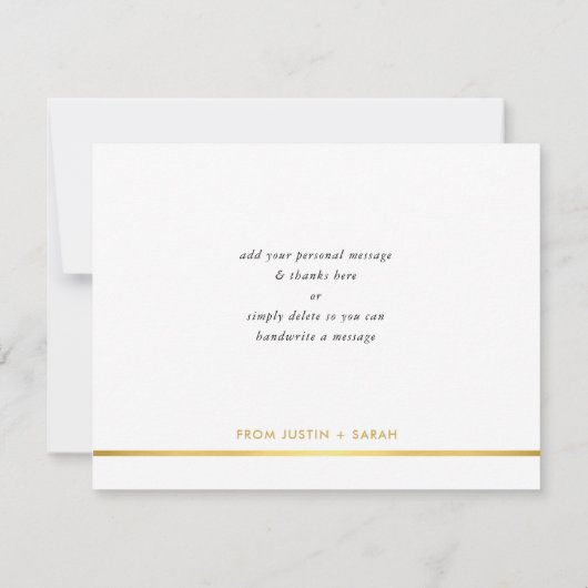 FOTO DANK YOU modern luxuriöse Callligrafy Script Dankeskarte (Rückseite)