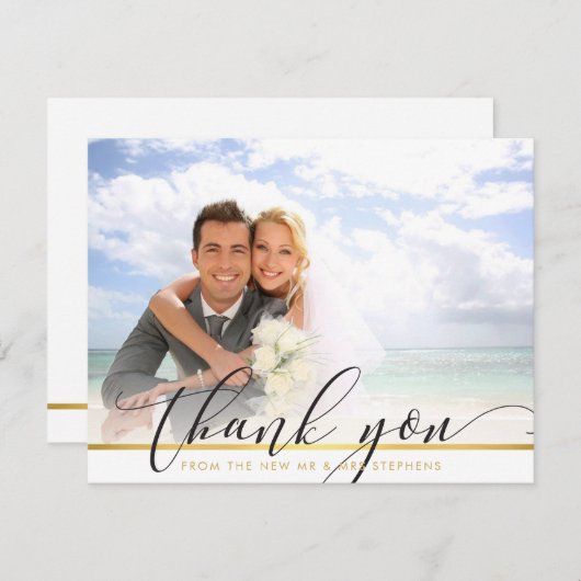 FOTO DANK YOU modern luxuriöse Callligrafy Script Dankeskarte (Vorne/Hinten)