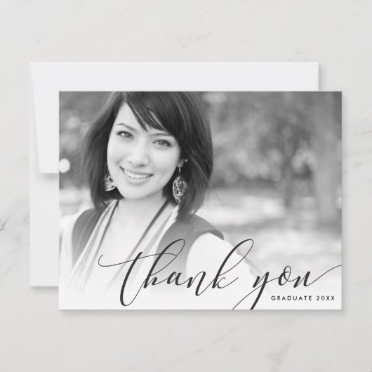 FOTO DANK YOU modern luxuriöse callligraphie black Dankeskarte (Vorderseite)