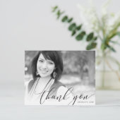 FOTO DANK YOU modern luxuriöse callligraphie black Dankeskarte (Stehend Vorderseite)
