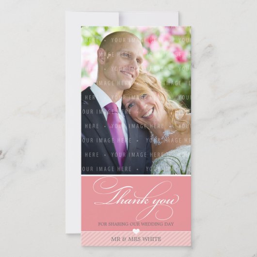 FOTO DANK YOU nice type elegante Skriptkoralle Dankeskarte (Vorderseite)