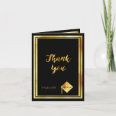 Foto Danke, dass Sie Graduierte schwarzes Gold 202 Dankeskarte (Vorderseite)