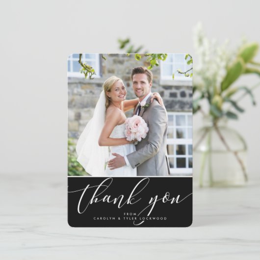 FOTO DANKE IHNEN hübsche Kalligraphie Schwarz-weiß (Stehend Vorderseite)