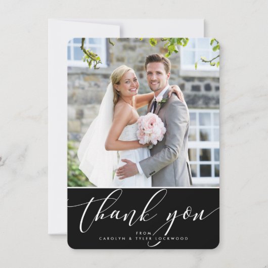 FOTO DANKE IHNEN hübsche Kalligraphie Schwarz-weiß (Vorderseite)