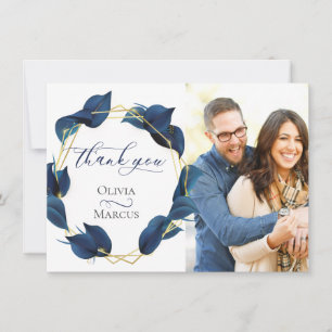 Foto Danke Modern Tiefes Indigoblau und Gold