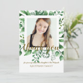 FOTO DANKEN SIE Bat Mitzvah Card - Black Gold Einladung (Stehend Vorderseite)