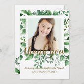FOTO DANKEN SIE Bat Mitzvah Card - Black Gold Einladung (Vorne/Hinten)