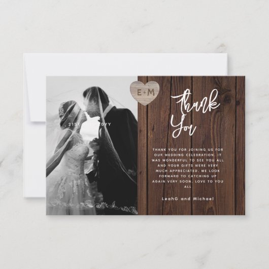 FOTO DANKEN SIE KARTEN RUSTIKHÖRE AUS HOLZ (Vorderseite)