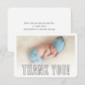 FOTO DANKEN SIE moderne, fette Kontur-Overlay Schw Dankeskarte (Vorne/Hinten)