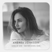 Foto Dankeschön an die Custom Graduation Party Quadratischer Aufkleber (Vorderseite)