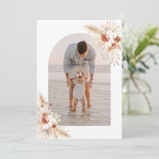 Foto Dankeschön, Boho Birthday Danke Einladung (Stehend Vorderseite)