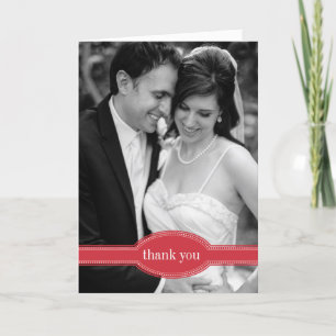 Foto Dankeschön-Karte für Hochzeit, Rot Dankeskarte