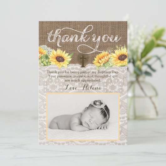 Foto Dankeschön-Karte mit Sonnenblumenweiden Dankeskarte (Stehend Vorderseite)