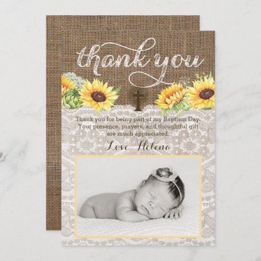 Foto Dankeschön-Karte mit Sonnenblumenweiden Dankeskarte (Vorne/Hinten)