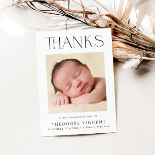 FOTO DANKESCHÖN moderne Serifenschrift neues Baby Dankeskarte