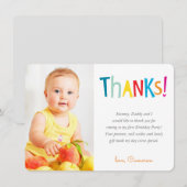 FOTO DANKS moderne, farbenfrohe Regenbogentypograf Dankeskarte (Vorne/Hinten)