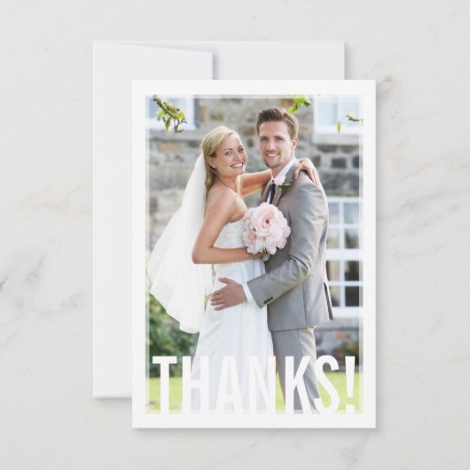 FOTO DANKS moderne kühle Hochzeit einfach Dankeskarte (Vorderseite)
