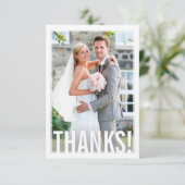 FOTO DANKS modernes weißes Overlay Dankeskarte (Stehend Vorderseite)