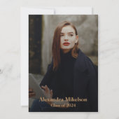 Foto Dark Black Gold Gatsby Abschluss Dankeskarte (Rückseite)