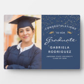 Foto Dark Blue White Gold Abschluss Keepake Fotoplatte (Vorderseite)