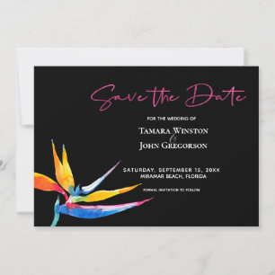 Foto Dark Tropical Bird of Paradise Beach Hochzeit Save The Date