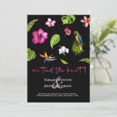 Foto Dark Tropical Tied Knot Just Married Einladung (Stehend Vorderseite)