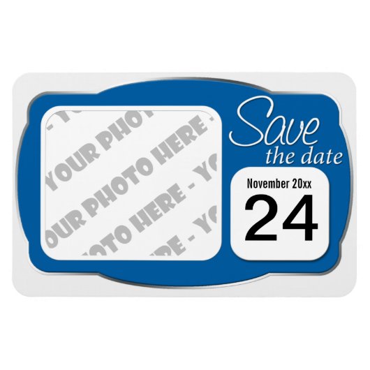 Foto & Date Blue "Save the Date" 4x6-Magnet Magnet (Horizontal)