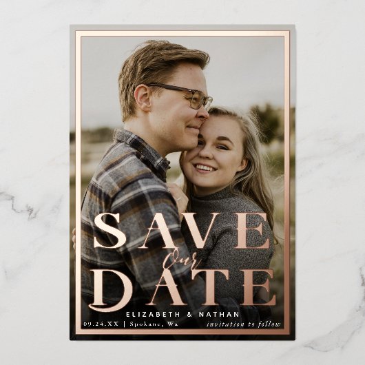 Foto "Date Save the Date Frame" gerettet Folieneinladung (Vorderseite)