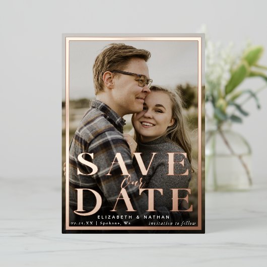 Foto "Date Save the Date Frame" gerettet Folieneinladung (Stehend vorne)