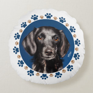 Foto deines Haustieres - Pfötchen Rundes Kissen