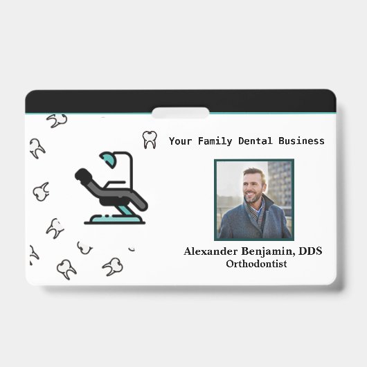Foto Dentist Logo-Bar Name Abzeichen Ausweis (Vorderseite)