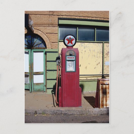 Foto der alten Gaspumpe Postkarte (Vorderseite)