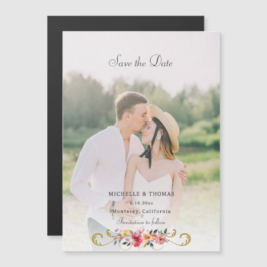 Foto der Aquarellfarben Save the Date Magneteinladung (Vorne/Hinten)